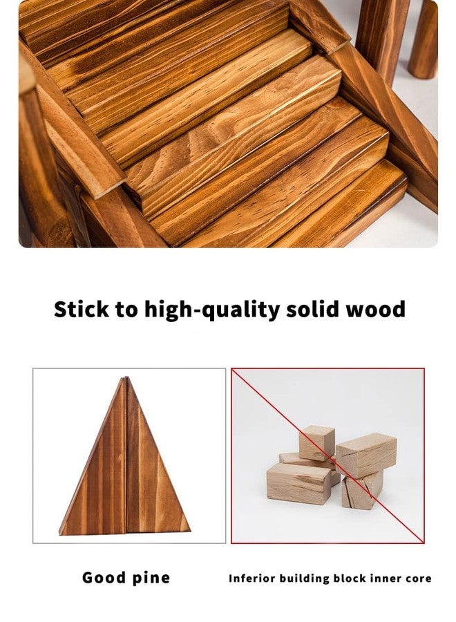 penepico Vintage Solid Carbonized Wooden Building Blocks Set for Kids 3-12 Outdoor(43pcs,5.4 lbs), Table Sensory Wood Building Toys for Toddlers, Outside Wooden Blocks for Preschool - Image 4